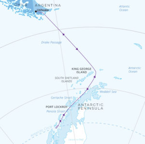 Across the Antarctic Circle map Greg Mortimer