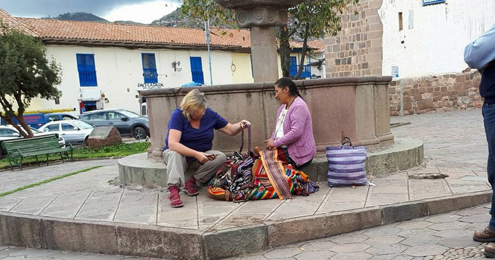 Peruvian shopping Cusco by Elaine Pulleine