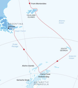 Montevideo Falklands, South Georgia Antarctica map